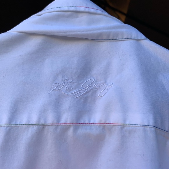 Tops - White shirt w/multi color stitchings